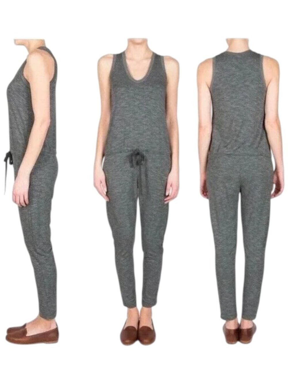 Anthropologie Dolan T-Shirt Gray Drawstring Jogger Jumpsuit | L